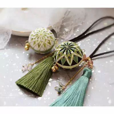 Hand bow ball DIY handmade material bag embroidery homemade car pendant piece jewelry sachet Peace charm Couple friend gift