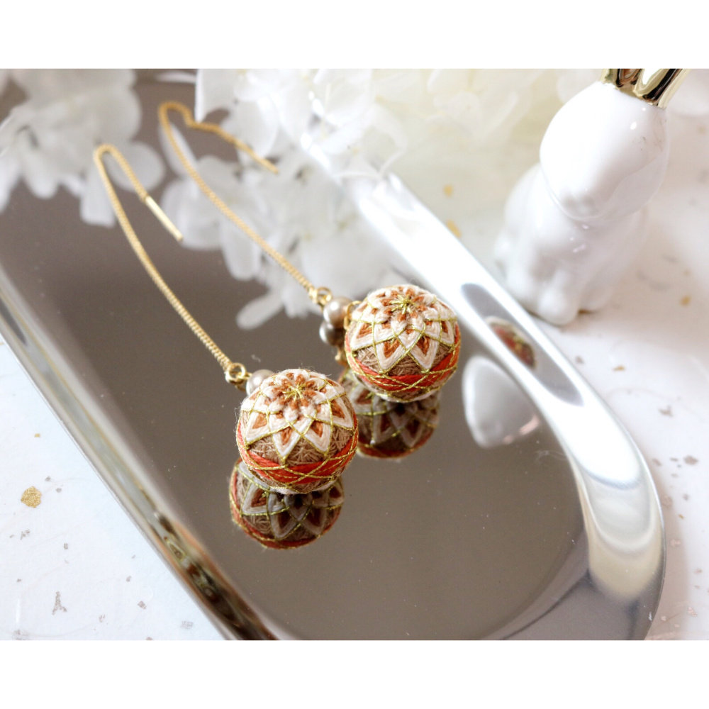 Hand bow ball diy material bag earrings Handmade jewelry embroidery Super fairy fresh high-end birthday gift