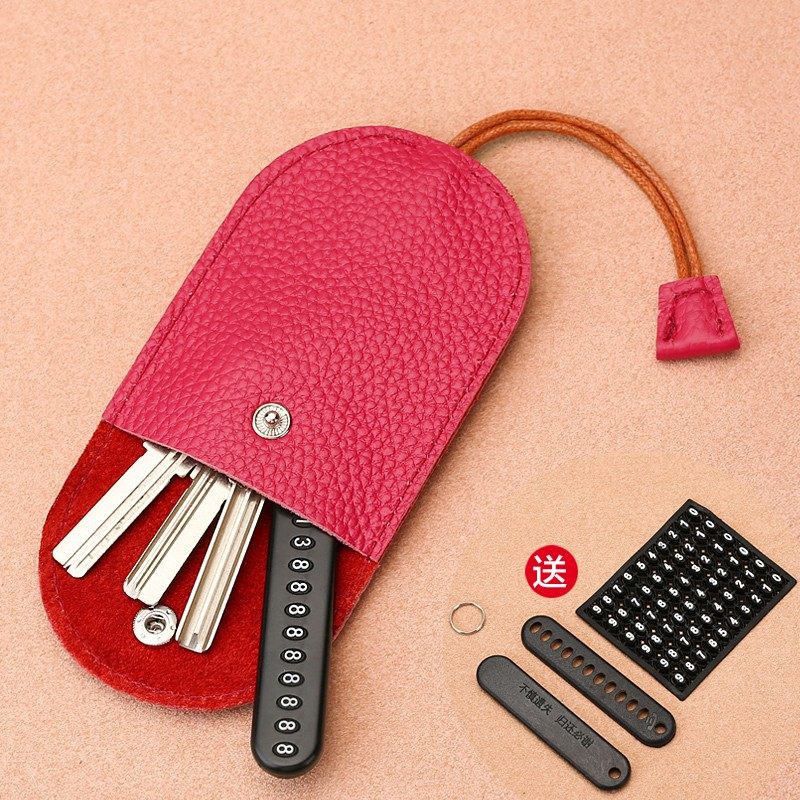 Leather multifunctional key pack pulled mini mini mini mini-miniature lock pack large capacity male and female car key universal