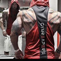 Muscle Fitness Brothers Mens Running Exercise Vest Hooded I-shaped Loose Elastic Quick Dry Sleeveless Hoodie