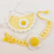 Egg yolk cat poached egg collar saliva towel handmade crochet pet dog clothes necklace decorations