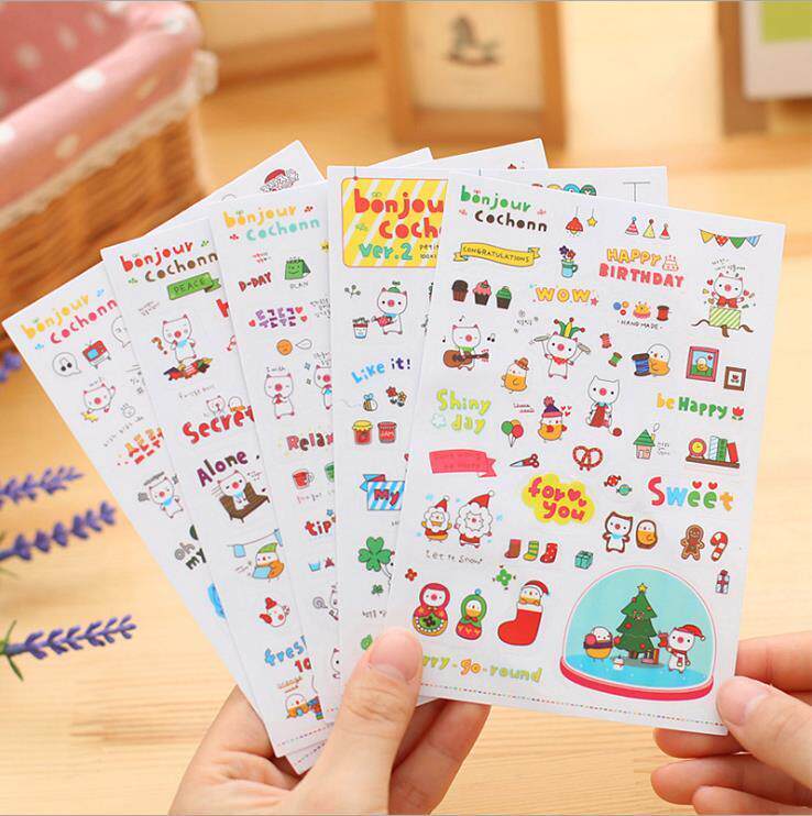 Mobile sticker tag decoration diary bookbook children cute waterproof cartoon pig transparent 6 input