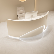 Cashier modern minimalist company front desk beauty salon clothing store curved bar reception desk hair salon welcome desk