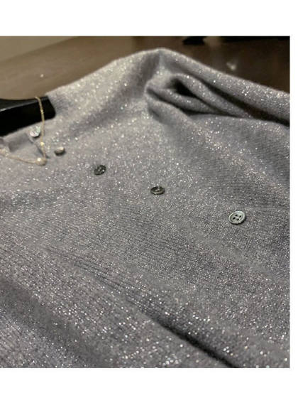 春秋亮丝针织开衫女宽松韩版超薄百搭显瘦短款针织圆领羊毛衫外套