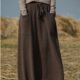 Hot Autumn and Winter Encrypted Cashmere Long Skirt with Drawstrings