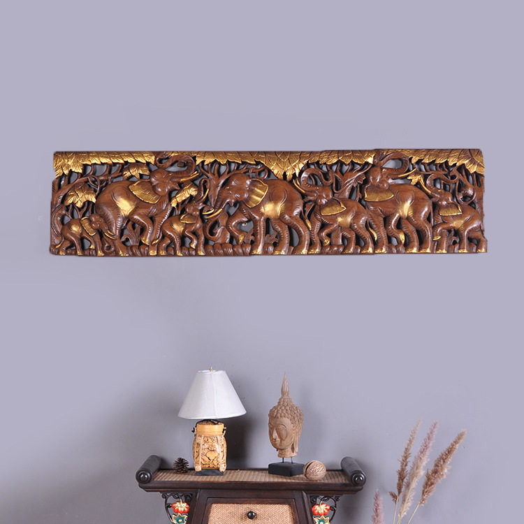Thai Import Craft Gifts Swing to Southeast Asia Grapewood Carved Elephant Wall Decoration Wooden Banner Adornment Carved board