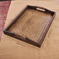Thailand imported solid wood bamboo tray Southeast Asia retro fruit plate Thai Hotel beauty salon tea tray
