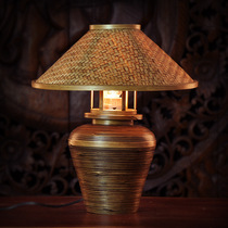  Thai craft lamp Southeast Asia rattan table lamp living room personality creative decorative lamp Thai art bamboo garden table lamp