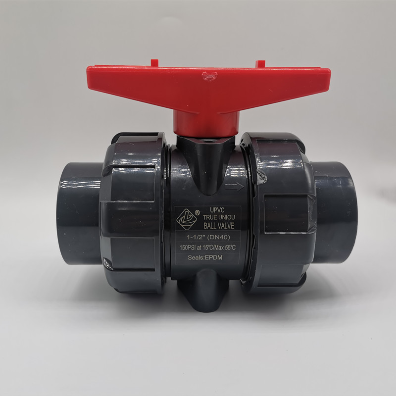 UPVC double order ball valve PVC live ball valve plastic water supply chemical grade ball valve DN15-DN100 double oil
