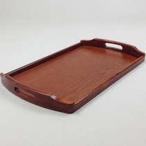 Wooden tray rectangular Japanese solid wood round creative merchant household antique belt handle ins Wood Tea Cup