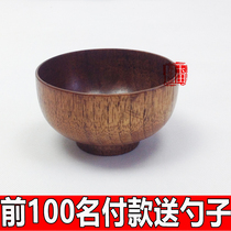 Wooden bowl adult children Japanese retro large household handmade whole piece of solid wood hollowed out jujube wood personalized tableware