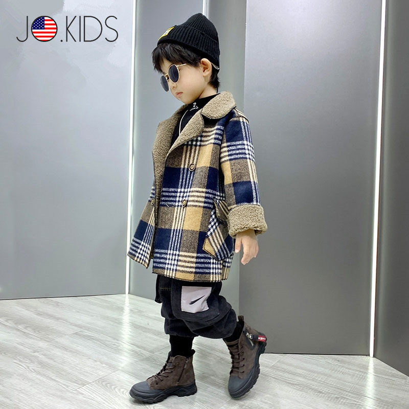 American JO children's clothing boy's new medium long version of woolen sweater children gush and thickened winter dress foreign pie