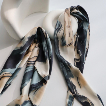 (shen depending on life) Cui aunt ink wind silk scarf summer hair thin gift double-sided printed square scarf