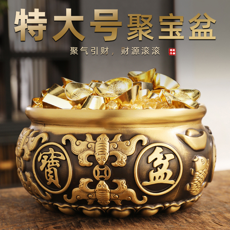 Pure copper cornucopia decoration Chinese home living room porch decoration craft gifts decoration large copper cylinder feng shui decoration
