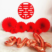 Wedding Festive Flowers Arranged Colored Flags Banners Dress Wedding House Wedding Arrangement Love Letters 520 Sue White Balloons