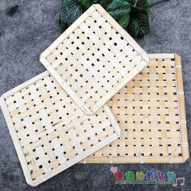 Folk characteristic handicraft bamboo woven bamboo pieces Kindergarten decoration Creative air charm Children's painting background bamboo mat