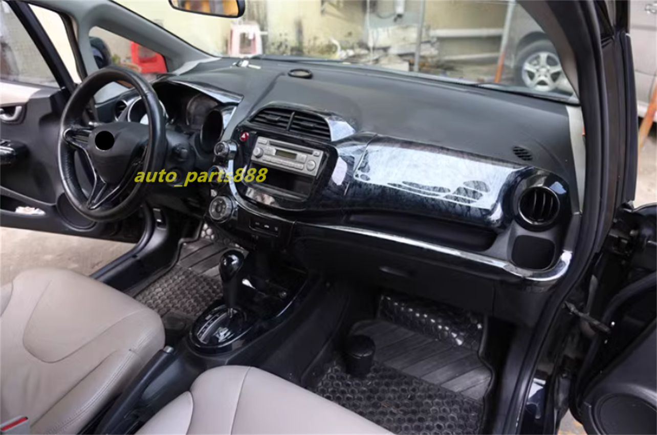 26PCS Black wood grain Car Interior Kit Cover Trim For Honda Fit