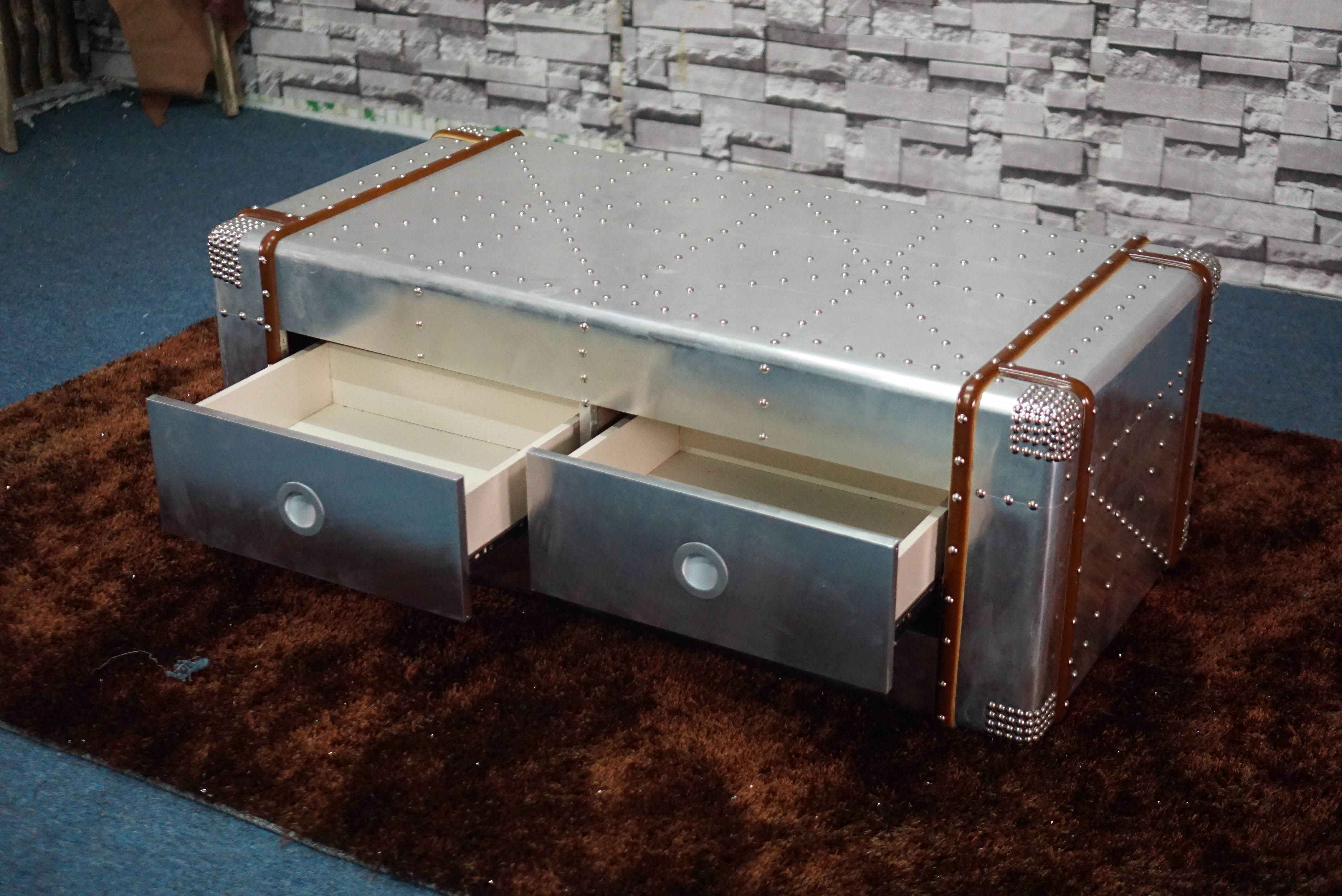 Bàn cà phê bằng nhôm đinh tán LOFT bàn ghế gió công nghiệp quán cà phê bàn ​​cà phê có chủ đề nhà hàng bàn cà phê phòng khách - Đồ nội thất thiết kế salon gỗ
