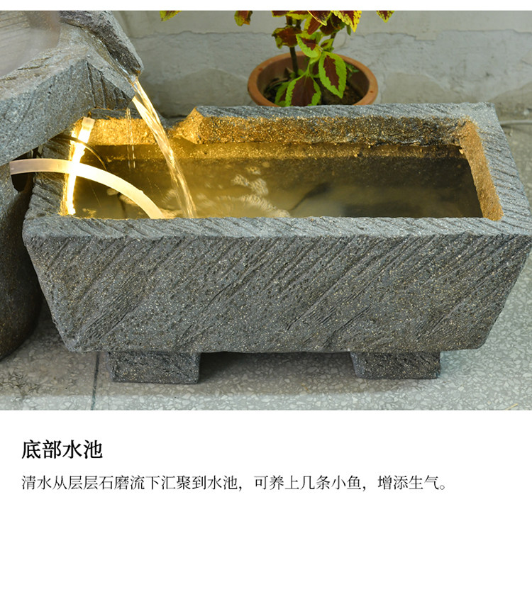 Декорации водные 假山入户花园户外阳台茶办公室内造景观布置循环流水喷泉落地摆件