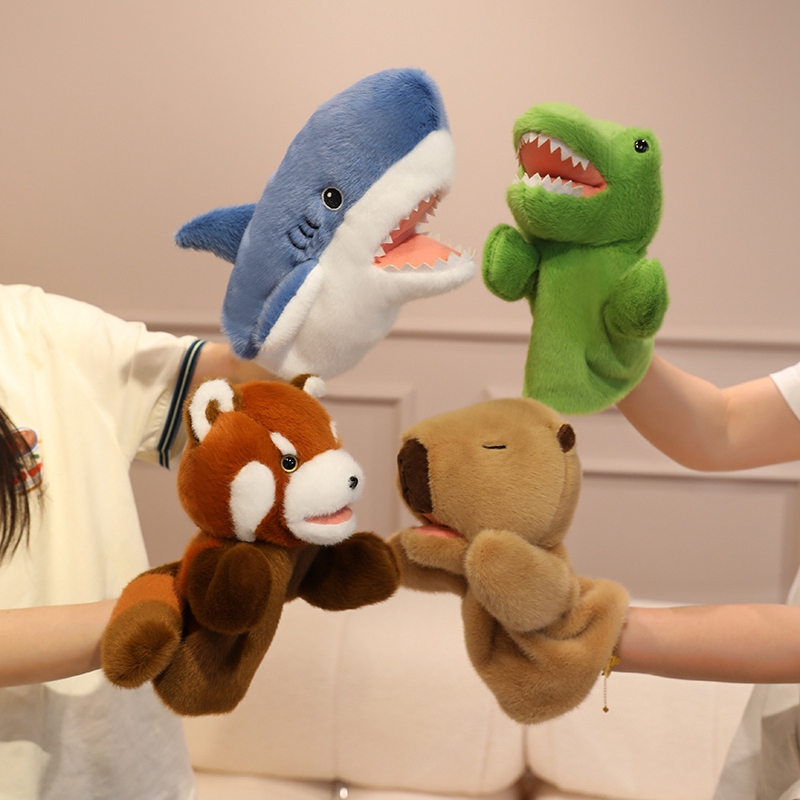Cartoon Animal Shark Capybara Hand Puppet Plush Toy with Movable Mouth Parent-Child Interactive Children's Early Education Educational Glove Cartoon Animal Shark Capybara Hand Puppet Plush Toy with Movable Mouth Parent-Child Interactive Children's Early Education Educational Glove