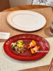 Japanese-Style Red Oval Fish Plate, Household Dish Plate, Ceramic Tableware, 2025 New Model, Steak Plate, Large Fish Serving Plate