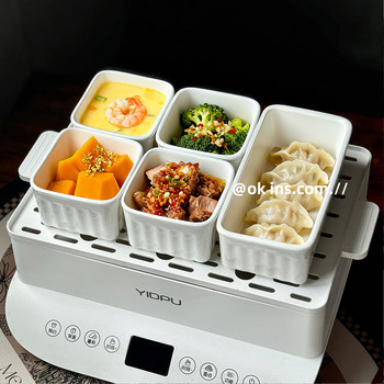 Ceramic Steaming Bowl with Lid, Small Bowl for Home Electric Steamer, High-Temperature Resistant Baking Bowl, Multi-Functional Steaming Dish