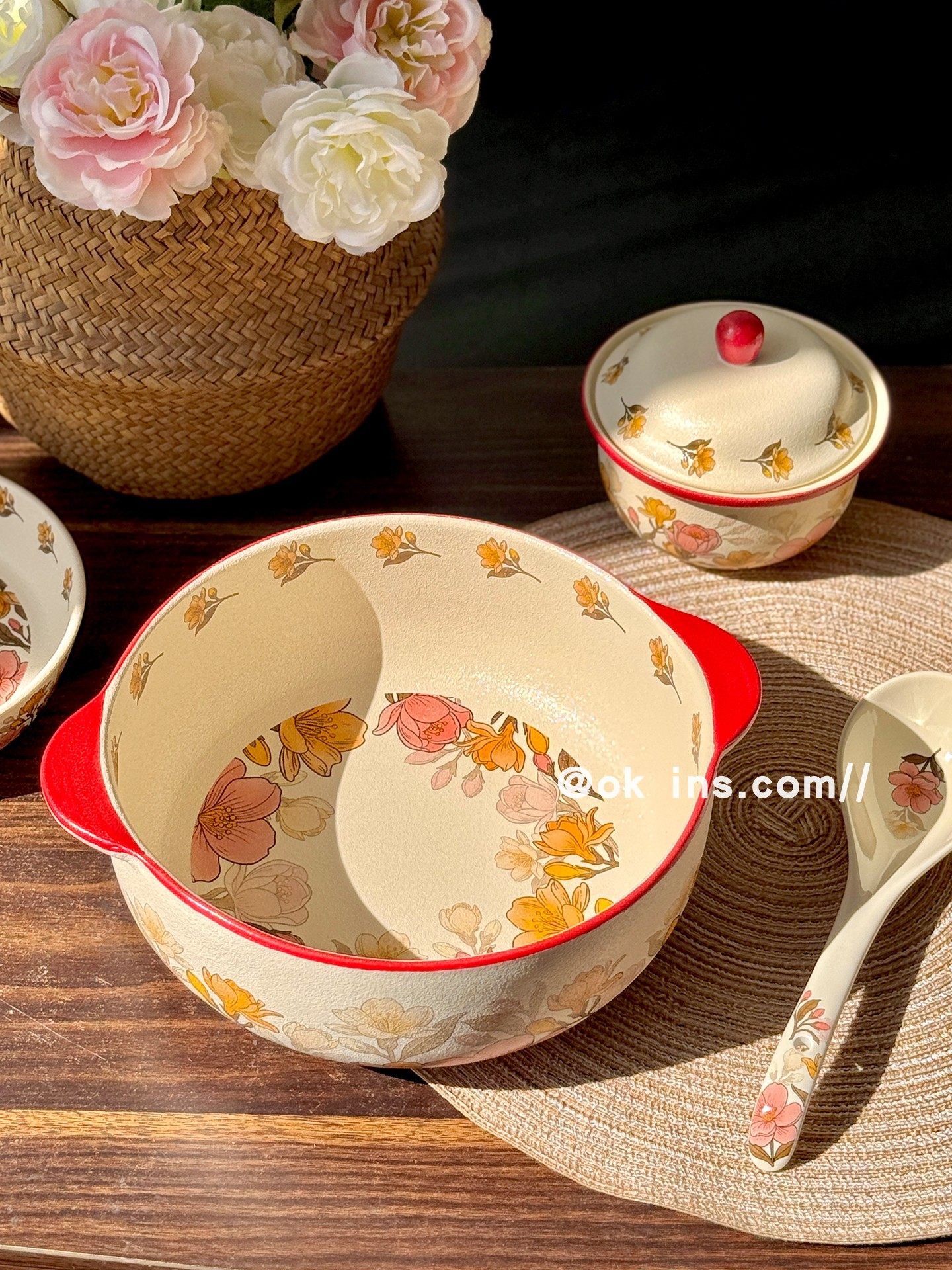 Creative Double-Eared Sauerkraut Fish Bowl, Large Ceramic Soup Bowl, Spicy Crayfish Bowl, Northeastern Stew Bowl, Special for Boiled Fish