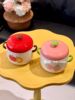 Strawberry Double-Lid Stew Pot, Household Ceramic Water-Sealed Stew Pot, Small Soup Pot, Simmering Pot, Clay Pot for One Person, Bird's Nest Pot, Roasted Pear Pot