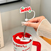Giant Large-Capacity Dopamine Straw Cup with Handle, New Ceramic Ice Cup, High-Value Double-Drink Cup for Girls