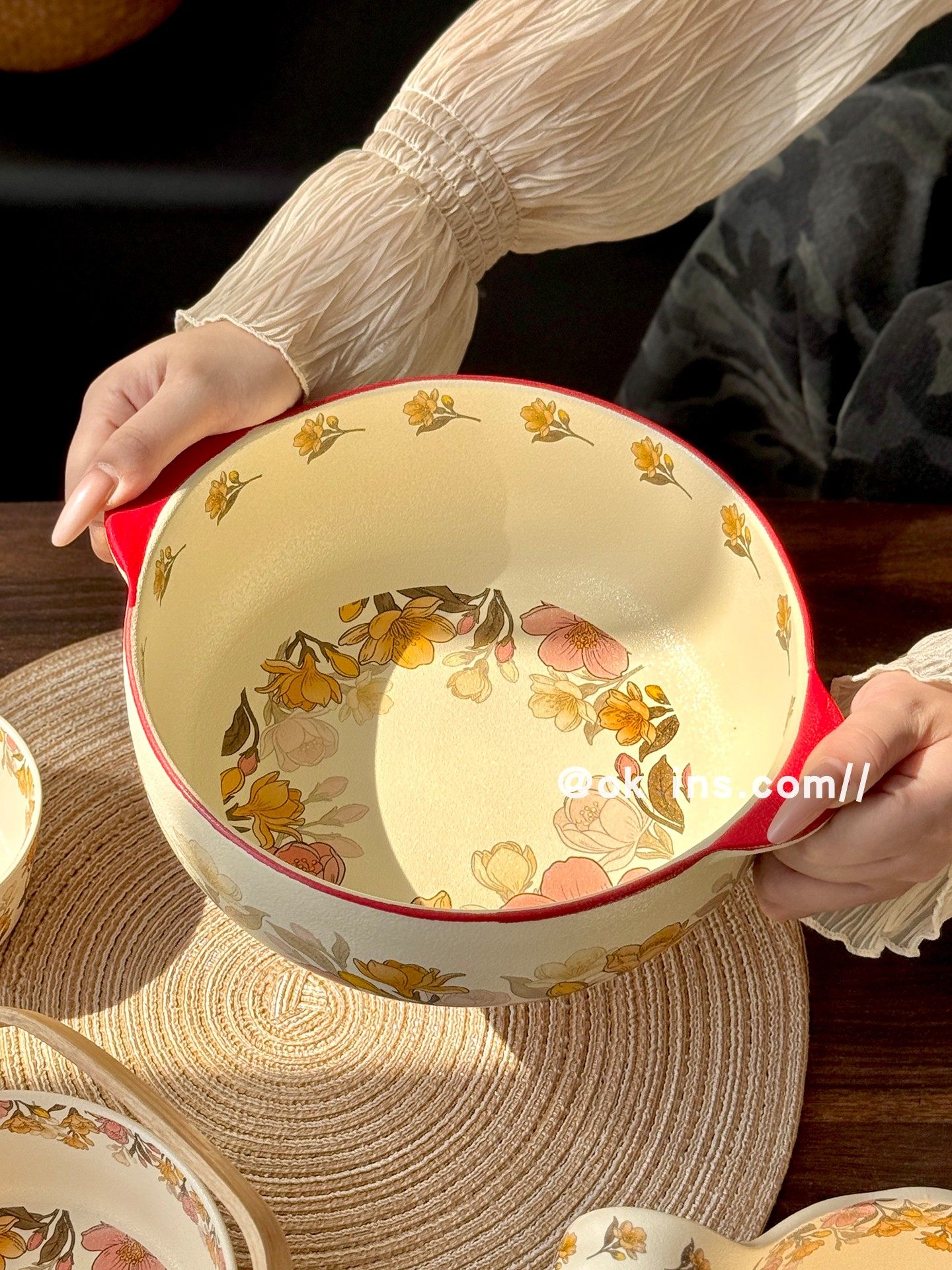 Creative Double-Eared Sauerkraut Fish Bowl, Large Ceramic Soup Bowl, Spicy Crayfish Bowl, Northeastern Stew Bowl, Special for Boiled Fish