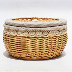 Rattan Steamed Bun Basket with Lid, Insulated Willow Woven Bread Basket, Toy Snack Egg Basket, Steamed Bun Storage Box for Tabletop