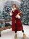 College style red woolen coat for women winter 2025 new parka plus velvet thickened mid-length plush coat
