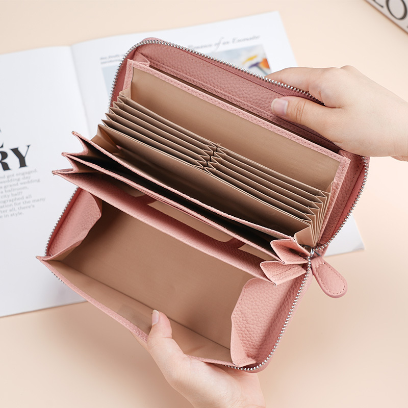 2023 New Women's Clutch Bag Multifunctional Japanese-Style Genuine Leather Card Holder Wallet Coin Purse Zipper Long Clutch Bag