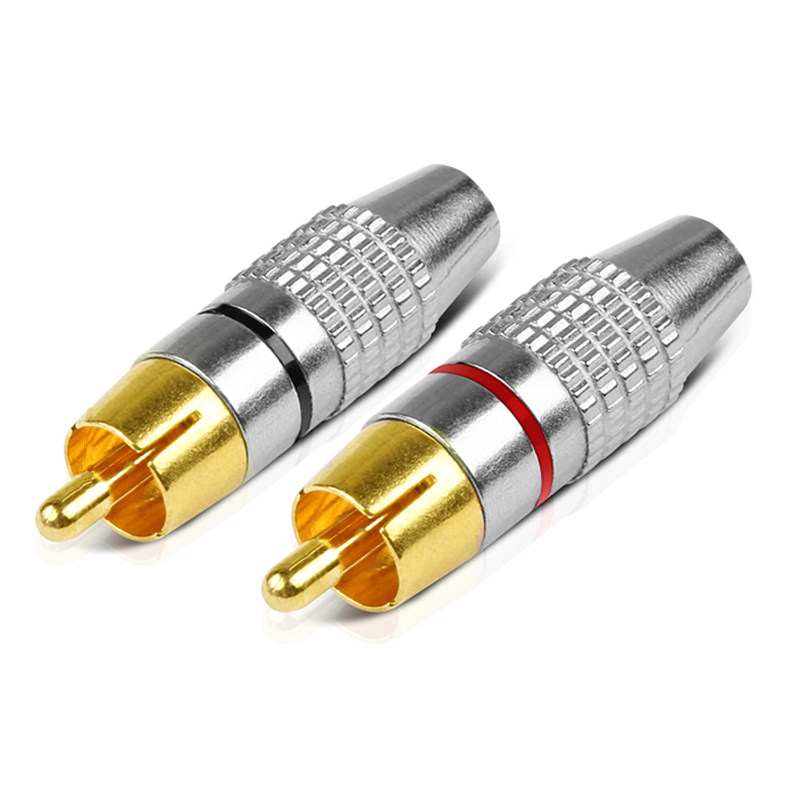 Weldless Lotus Head AV plug video amplifier speaker sound red and white wiring head RCA single head