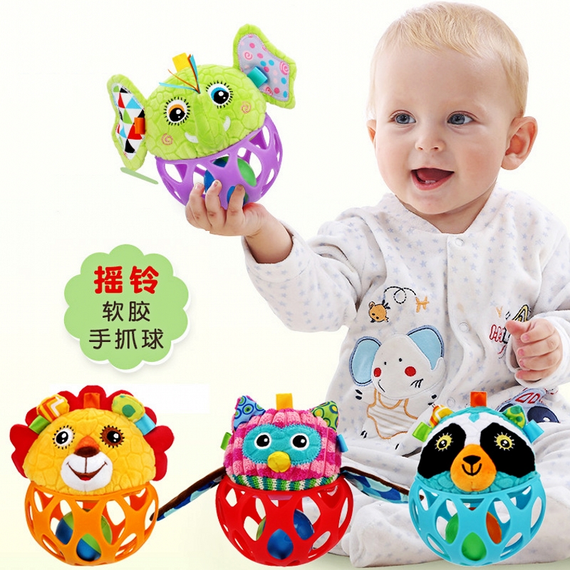 jollybaby baby hand grip ball buttonhole dongle toy ball newborns haptic feel integrated training puzzle soft rubber ball