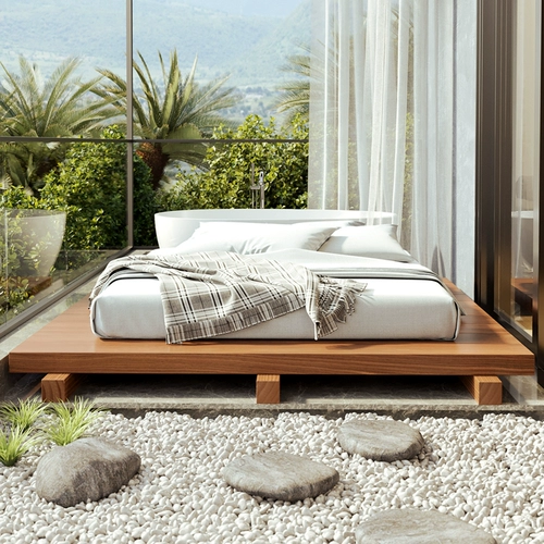Японская кровать на полу в стиле кровать с твердым деревом Татами 1.5 Пользовательская кровать гостиная балкон -балкон -посадочная кровать и завтрак 1,2 односпальная кровать