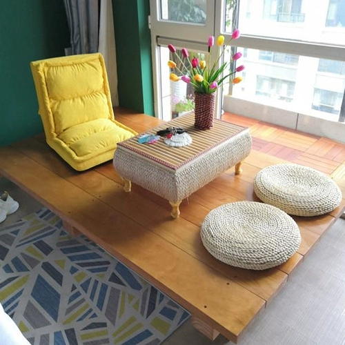 Японская кровать на полу в стиле кровать с твердым деревом Татами 1.5 Пользовательская кровать гостиная балкон -балкон -посадочная кровать и завтрак 1,2 односпальная кровать