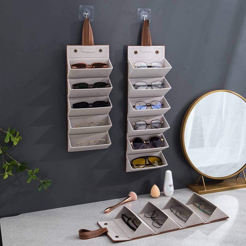 Multi-Compartment Glasses Case Display Rack Myopia Glasses Hanger Sunglasses Leather Storage Box Jewelry Multi-Compartment Sunglasses Case