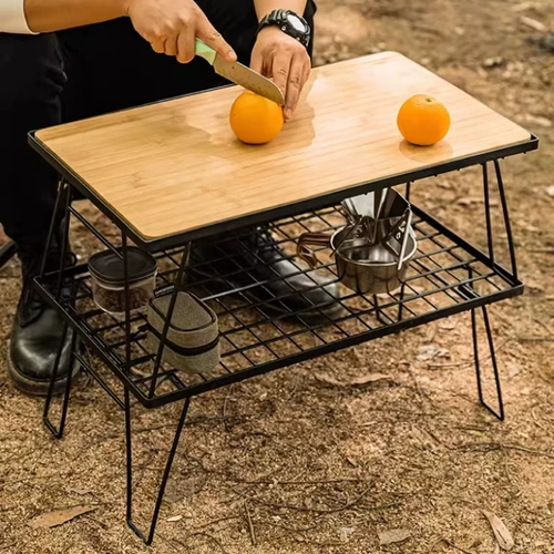 Corman Outdoor Simple Flaying Wilders Multi -Layer Iron Set с хранением багуры и дерева и алюминиевой доски