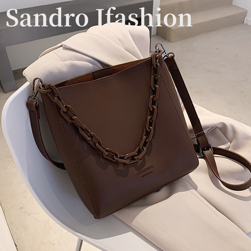 Sandro Ifashion retro women's bag 2020 new shoulder chain bag fashion wild messenger bucket bag