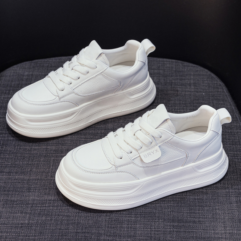 Thick-Soled Genuine Leather White Sneakers for Women 2026 New Lightweight Versatile Solid Color Women's Shoes White Soft-Soled Sports Casual Sneakers