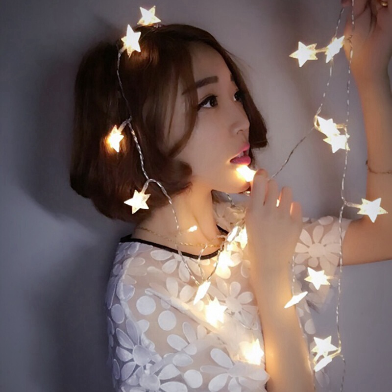 Led lantern flashing light string full of stars room decoration net red light dormitory battery light star light string girl heart