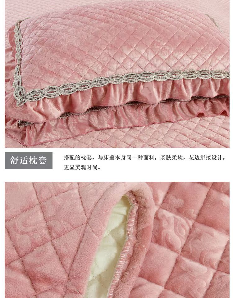 Châu Âu sang trọng chạm nổi pha lê nhung trải giường ba bộ siêu mềm dày hai mặt san hô flannel flannel đôi chăn drap nệm