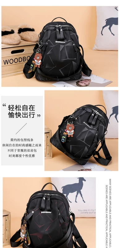 Ba lô nữ 2019 phiên bản mới của Hàn Quốc thời trang hoang dã đơn giản nylon vải Oxford ba lô túi vải nữ - Ba lô