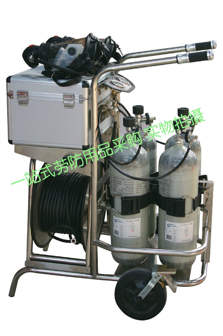 Four bottles of vertical 6 8L carbon fiber mobile cart-type long-tube air respirator fire rescue mobile air supply source