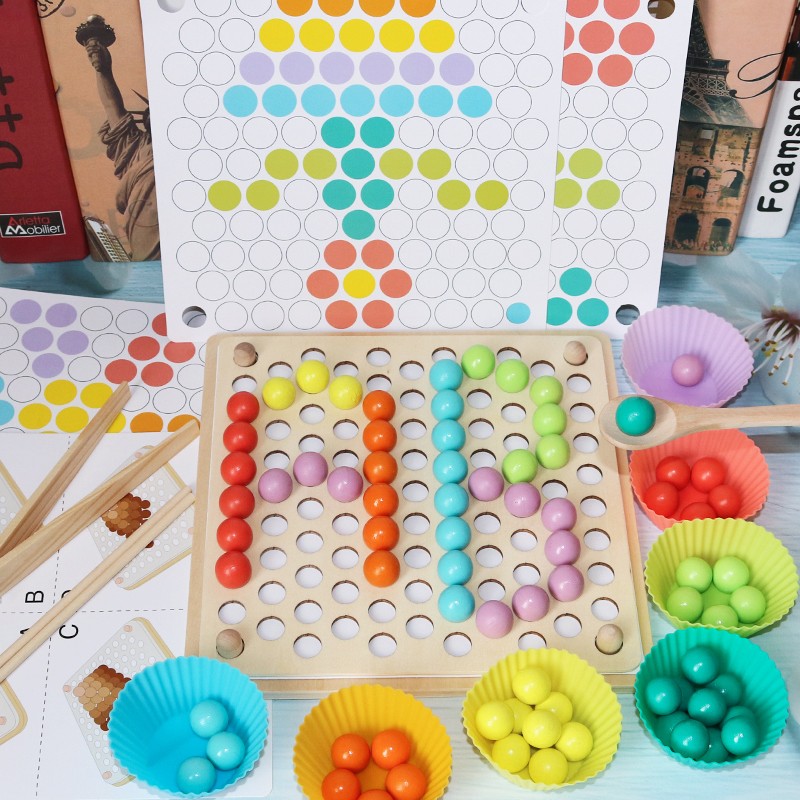 Children's hair clip beads Beads Puzzle Jigsaw Puzzle Building Blocks Game Baby Training Chopsticks early to teach Puzzle School Toy Presents