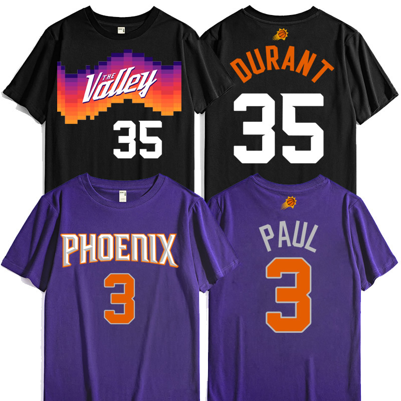 City Edition Basketball Durant No. 35 Paul No. 3 Booker No. 1 Ayton No. 22 Short Sleeve T-Shirt for Men