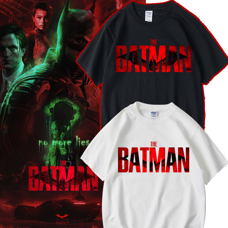 2022 New Batman Movie Loose Half-Sleeve Short-Sleeve T-Shirt for Men and Women, Teenagers, Round Neck, Pure Cotton