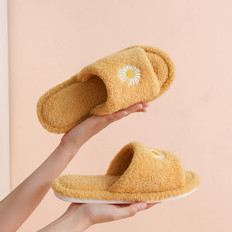 Daisies Couple Cotton Slippers Autumn Winter Home Home Household Anti-skid Warm and Lovely Fullness