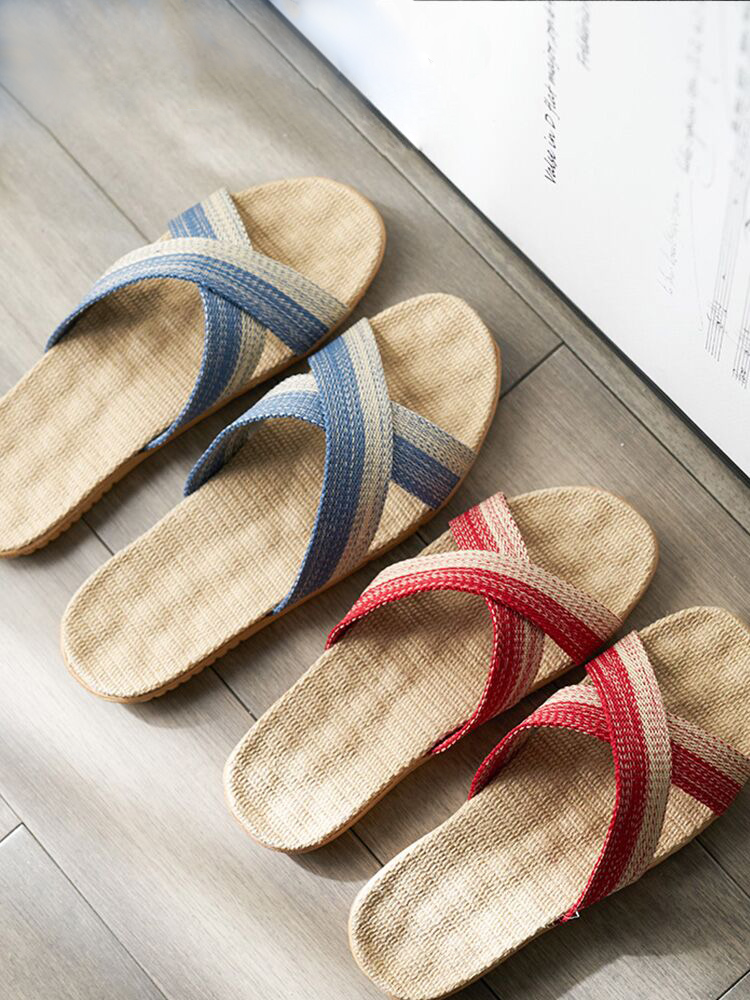 Couples Massage Linen Slippers Spring Summer Women Couples Indoor Home Non-slip Thick Bottoms Home Cool Slippers Summer Men